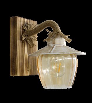 Heronia Φωτιστικό τοίχου ROPE-WOOD R-98ΑΡ WHITE-BR GLASS