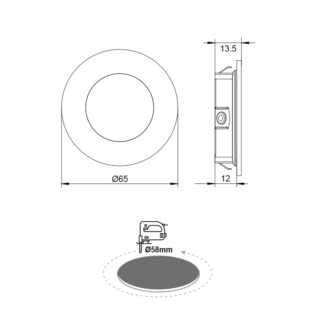 Aca-Lighting RECESSED NICKEL MATT ROUND LED SPOT 2W 3000K 155Lm 230V AC 100° Ra80