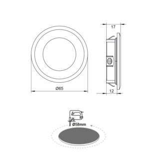 Επαγγελματικός Φωτισμός RECESSED WHITE ROUND LED SPOT 2W 3000K 155Lm 230V AC 100° Ra80