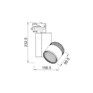 Aca-Lighting GREY LED TRACK LIGHT 45W 3000K 4WIRES 36° 3200LM 230V Ra80