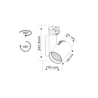 Aca-Lighting GREY LED TRACK LIGHT 35W 3.000K 4WIRES 24° 2500LM 230V Ra80