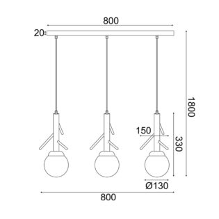 ^ΚΡΕΜΑΣΤΟ Φ/Σ 3ΧΕ14 FLORESTA ΞΥΛΟ+ΛΕΥΚΟ ΓΥΑΛΙ 80X15XH180CM