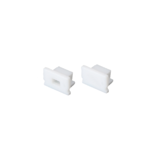 Προφίλ Αλουμινίου κι Εξαρτήματα SET OF WHITE PLASTIC END CAPS FOR P127 1PC WITH HOLE & 1PC WITHOUT HOLE