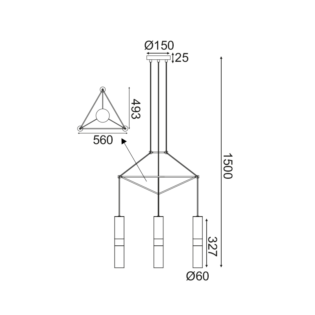 NETTO ΚΡΕΜΑΣΤΟ Φ/Σ 3XGU10 ΟΡΕΙΧΑΛΚΟ ΜΕΤΑΛΛΙΚΟ 56X49XH150CM DA VINCI