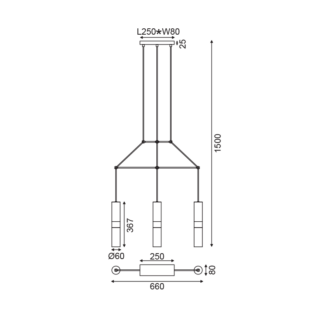 ΚΡΕΜΑΣΤΟ Φ/Σ 3XGU10 ΟΡΕΙΧΑΛΚΟ ΜΕΤΑΛΛΙΚΟ 66X8XH150CM DA VINCI