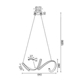 Κρεμαστά ^ΚΡΕΜΑΣΤΟ Φ/Σ LED 40W 3000K 2400LM ΜΑΥΡΟ ΑΛΟΥΜΙΝΙΟ 64X22ΧΗ120CM CLEO