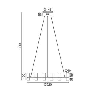 NETTO ΚΡΕΜΑΣΤΟ Φ/Σ LED2835 32W ΧΡΥΣΟ ΑΛΟΥΜΙΝΙΟ 3000Κ 2880LM D52XH131.5CM IONIAN