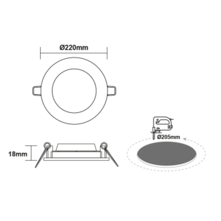 Επαγγελματικός Φωτισμός LED PANEL WHITE ROUND 22W 4000K 2350Lm  Φ220 230V AC Ra80