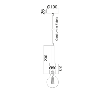 Κρεμαστά ΚΡΕΜΑΣΤΟ Φ/Σ 1XE27 ΜΕΤΑΛΛΙΚΟ MENTA Φ5ΧΗ120CM PRIMO