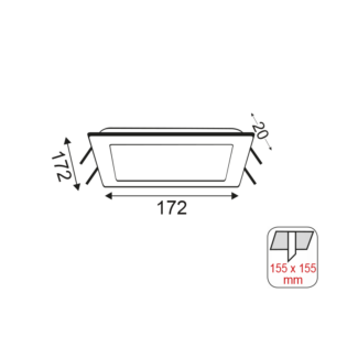 Aca-Lighting SQUARE NM REC.LED SLIMPANEL 14W 3000K 950Lm230V 172X172 Ra80