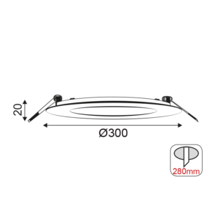 Aca-Lighting ROUND W REC. LED SLIM PANEL 26W 3000K 1830Lm 230V Φ300 Ra80