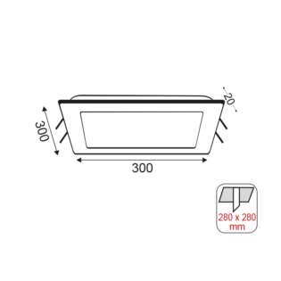 NETTO SQUARE W REC.LED SLIMPANEL 26W 3000K 1830Lm230V 300X300 Ra80