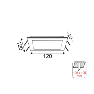 Aca-Lighting SQUARE NM REC.LED SLIMPANEL 8W 3000K 490Lm 230V 120X120 Ra80