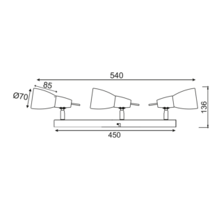 NETTO ΣΠΟΤ ΙΙΙ ΜΠΑΡΑ ΓΥΑΛΙ ΜΠΡΟΝΖΕ 3Χ40W E14 KAMET