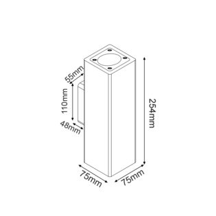 Aca-Lighting ^ΤΕΤΡΑΓΩΝΟ ΕΠΙΤΟΙΧΟ ΦΩΤΙΣΤΙΚΟ UP-DOWN IP65 2XGU10 ΛΕΥΚΟ ΤΣΙΜΕΝΤΟ