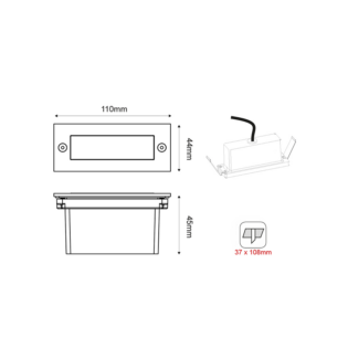 Aca-Lighting LED STEP LUMINAIRE 110X44 G 2W 3000K 90Lm 230V IP54 RA80