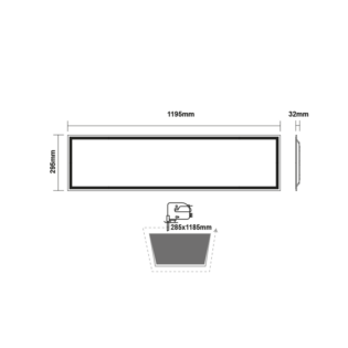 Επαγγελματικός Φωτισμός LED PANEL 40W 295X1195X32mm 3000K 4400Lm 230V AC Ra80 50.000Hrs