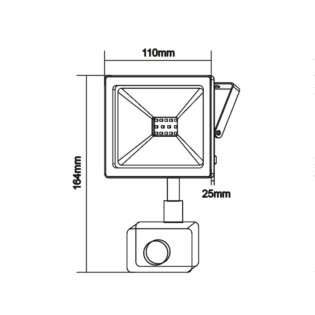 Aca-Lighting BLACK SENSOR LED SMD FLOOD LUMINAIRE IP66 10W 4000K 850Lm 230V RA80