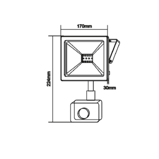 Επαγγελματικός Φωτισμός BLACK SENSOR LED SMD FLOOD LUMINAIRE IP66 50W 6000K 4500Lm 230V RA80