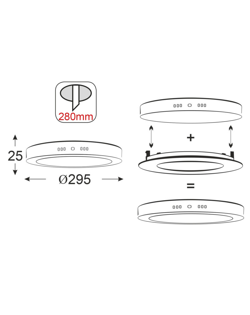 Aca-Lighting SILVER LED ROUND PC SLIM PANEL 26W 4000K 1880Lm230V Φ295Ra80