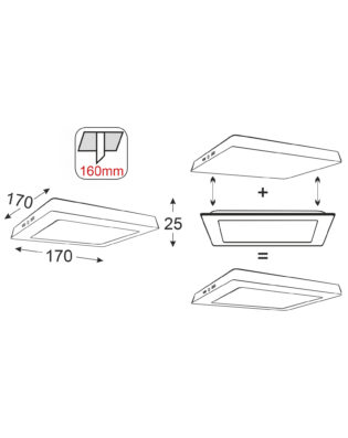 Aca-Lighting LED SQUARE PC SLIM PANEL 14W 3000K 950Lm 230V 170X170 Ra80