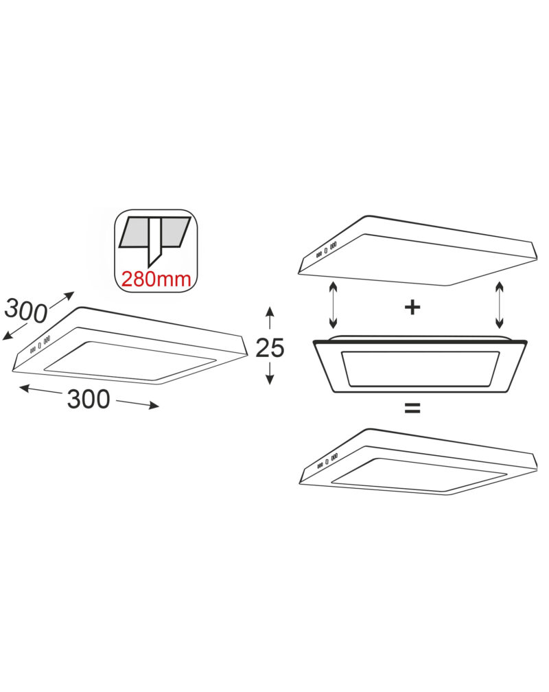 Aca-Lighting SILVER LED SQUARE SLIMPANEL 26W 4000K 1880Lm230V 300X300Ra80