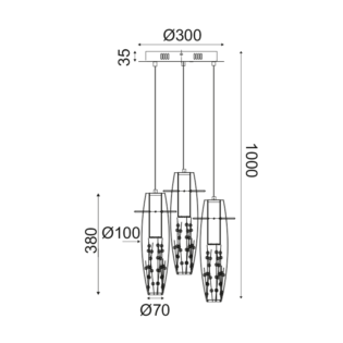 Προσφορές ΚΡΕΜΑΣΤΟ LED 3X3W 3000K ΓΥΑΛ+ΧΡΩΜ ΜΕΤΑΛ+ΚΡΥΣΤΑΛ Φ30ΧΗ100CM VANI