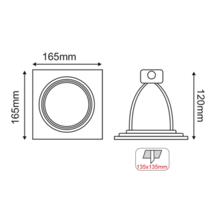 Aca-Lighting ^  ΣΠΟΤ AR111 XMS ΜΟΝΟ ΜΑΥΡΟ ΤΕΤΡΑΓΩΝΟ 165×165