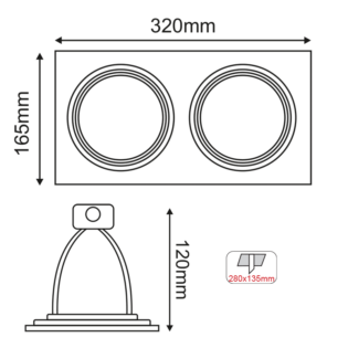 Aca-Lighting ^  ΣΠΟΤ AR111 XMS ΔΙΠΛΟ ΜΑΥΡΟ ΤΕΤΡΑΓΩΝΟ 320×165