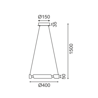 NETTO ΚΡΕΜΑΣΤΟ Φ/Σ LED 23W 3000K 1840LM ΜΑΥΡΟ ΑΛΟΥΜΙΝΙΟ D40XH150CM THEMIDA