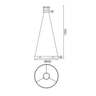 ΚΡΕΜΑΣΤΟ Φ/Σ LED 34W 3000K 2720LM ΜΑΥΡΟ ΑΛΟΥΜΙΝΙΟ D60XH150CM THEMIDA