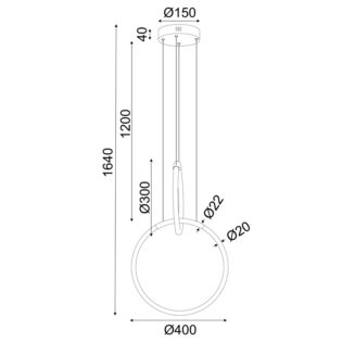 Κρεμαστά ^ΚΡΕΜΑΣΤΟ Φ/Σ LED 24W 3000K 1680LM VENUS ΧΡΩΜΙΟ ΜΕΤ/ΚΟ IP20 40X30XH164CM