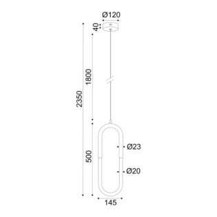 Κρεμαστά ^ΚΡΕΜΑΣΤΟ Φ/Σ LED 8W 3000K 560LM VENUS ΧΡΩΜΙΟ ΜΕΤ/ΚΟ IP20 15Χ2,3ΧH230CM