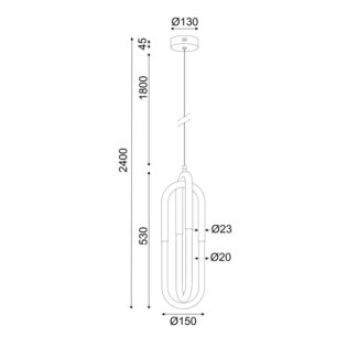 Κρεμαστά ^ΚΡΕΜΑΣΤΟ Φ/Σ LED 16W 3000K 1120LM VENUS ΧΡΩΜΙΟ ΜΕΤ/ΚΟ IP20 15X15XH230CM