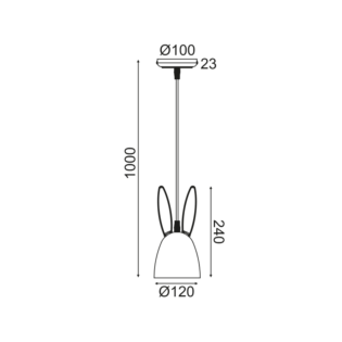 Παιδικά ΚΡΕΜΑΣΤΟ Φ/Σ 1ΧΕ27 ΡΟΖ ΜΕΤΑΛΛΙΚΟ D12XH100CM BUNNY