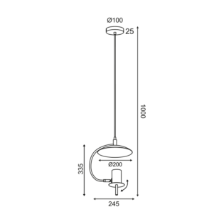 NETTO ΚΡΕΜΑΣΤΟ Φ/Σ 1ΧGU10 ΜΑΥΡΟ ΜΕΤΑΛΛΙΚΟ D25X20XH100CM PARACHUTE