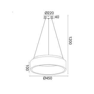 Κρεμαστά ^ΚΡΕΜΑΣΤΟ Φ/Σ LED 34W 3000K 1700LM ΜΑΥΡΟ ΜΕΤΑΛΛΙΚΟ D45XH120CM APOLLO