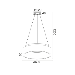 Κρεμαστά ^ΚΡΕΜΑΣΤΟ Φ/Σ LED 48W 3000K 2630LM ΜΑΥΡΟ ΜΕΤΑΛΛΙΚΟ D60XH120CM APOLLO