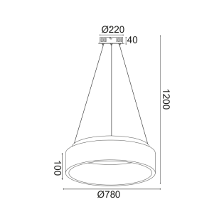 Κρεμαστά ^ΚΡΕΜΑΣΤΟ Φ/Σ LED 80W 3000K 4100LM ΜΑΥΡΟ ΜΕΤΑΛΛΙΚΟ D78XH120CM APOLLO