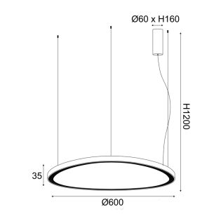 Κρεμαστά ^ΚΡΕΜΑΣΤΟ Φ/Σ LED 54W 3000K 4000LM HARMONY ΜΑΥΡΟ ΑΛΟΥΜΙΝΙΟ IP20 D60XH120CM