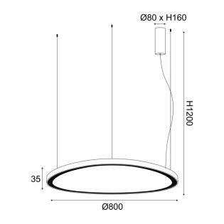 Κρεμαστά ^ΚΡΕΜΑΣΤΟ Φ/Σ LED 74W 3000K 6500LM HARMONY ΜΑΥΡΟ ΑΛΟΥΜΙΝΙΟ IP20 D80XH120CM