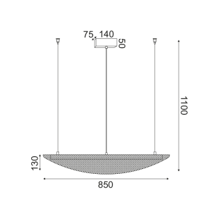 ^ ΚΡΕΜΑΣΤΟ Φ/Σ LED 18W 3000K 1960LM ΜΕΤ/ΚΟ ΜΑΥΡΟ 40X85XH110CM MICHELLE