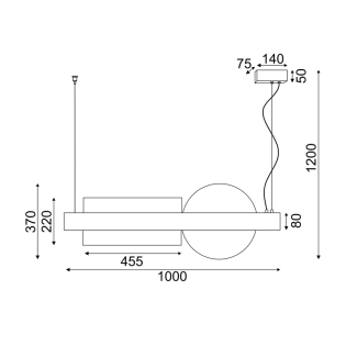 Κρεμαστά ^ ΚΡΕΜΑΣΤΟ Φ/Σ LED 20W 3000K 2150LM ΜΕΤ/ΚΟ ΜΑΥΡΟ+ΑΚΡΥΛΙΚΟ 7,5X100XH120CM EARTH