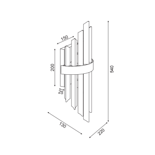 ^ΕΠΙΤΟΙΧΟ Φ/Σ 2XE14 ΚΡΥΣΤΑΛΛΟ + ΧΡΥΣΟ ΜΕΤ/ΚΟ 22X13X54CM EMPIRE