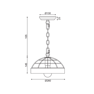 ^ΚΡΕΜΑΣΤΟ Φ/Σ 1ΧΕ27 ΞΥΛΟ+ΜΑΥΡΟ ΜΕΤΑΛΛΟ D26XH120CM TESLA