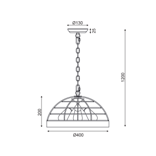 ^ΚΡΕΜΑΣΤΟ Φ/Σ 3ΧΕ27 ΞΥΛΟ+ΜΑΥΡΟ ΜΕΤΑΛΛΟ D40XH120CM TESLA