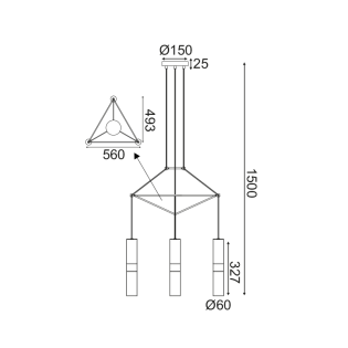 Κρεμαστά ΚΡΕΜΑΣΤΟ Φ/Σ 3XGU10 ΜΑΥΡΟ ΜΕΤΑΛΛΙΚΟ 56X49XH150CM DA VINCI