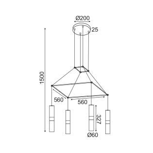 Κρεμαστά ΚΡΕΜΑΣΤΟ Φ/Σ 4XGU10 ΜΑΥΡΟ ΜΕΤΑΛΛΙΚΟ 56X56XH150CM DA VINCI