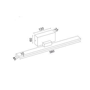 Επιτοίχια ^ΕΠΙΤΟΙΧΟ Φ/Σ LED 16W 3000K 1040LM ΜΑΥΡΟ ΜΕΤ/ΚΟ IP44 56X7X7CM CHLOE