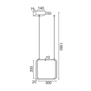 Κρεμαστά ^ΚΡΕΜΑΣΤΟ Φ/Σ LED 14W 3000K 1330LM ΜΑΥΡΟ ΜΕΤΑΛΛΙΚΟ 30X14XH136CM SYMETRIA